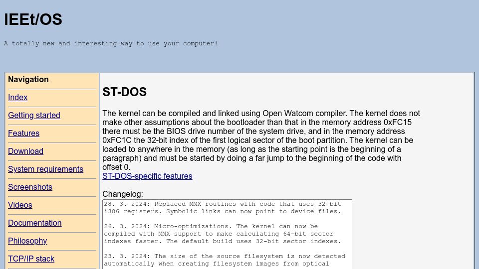 Screenshot of sininenankka.dy.fi: ST-DOS