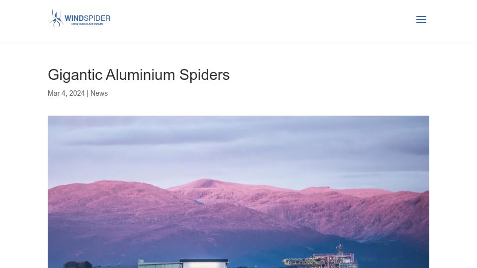 Screenshot of windspider.com: Gigantic Aluminium Spiders