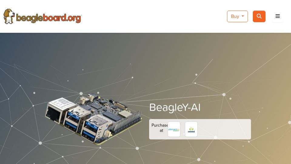 Screenshot of beagleboard.org: BeagleY-AI: a 4 TOPS-capable $70 board from Beagleboard