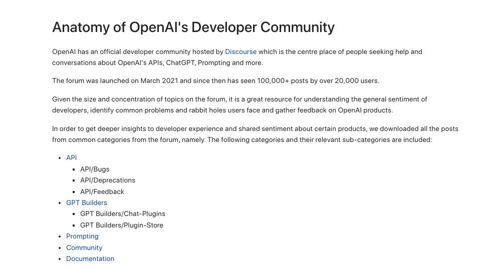 Screenshot of julep-ai.github.io: I scraped all of OpenAI's Community Forum
