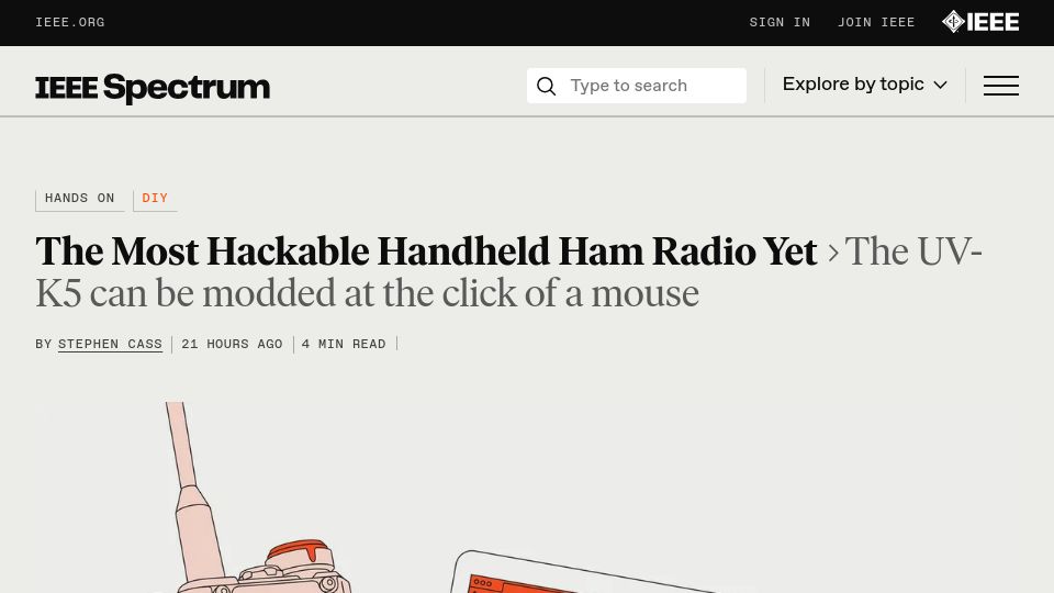 Screenshot of spectrum.ieee.org: UV-K5 is the most hackable handheld ham radio yet