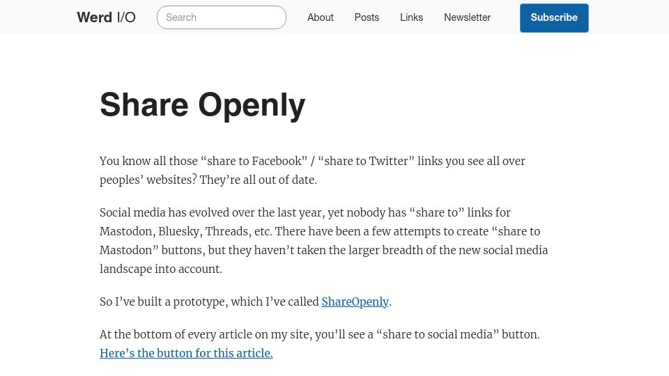 Screenshot of werd.io: Share Openly