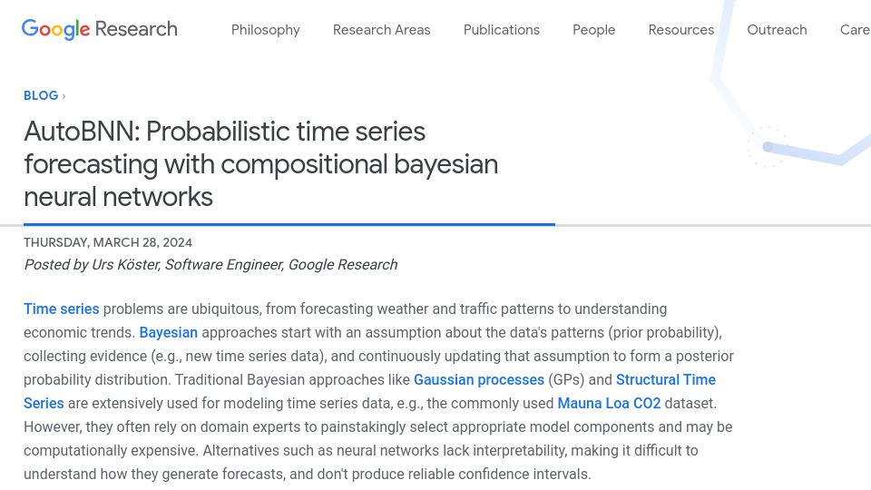 Screenshot of blog.research.google: AutoBNN: Probabilistic Time Series Forecasting