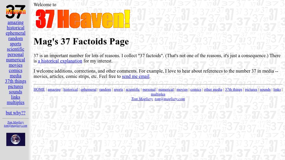 Screenshot of thirty-seven.org: Thirty Seven