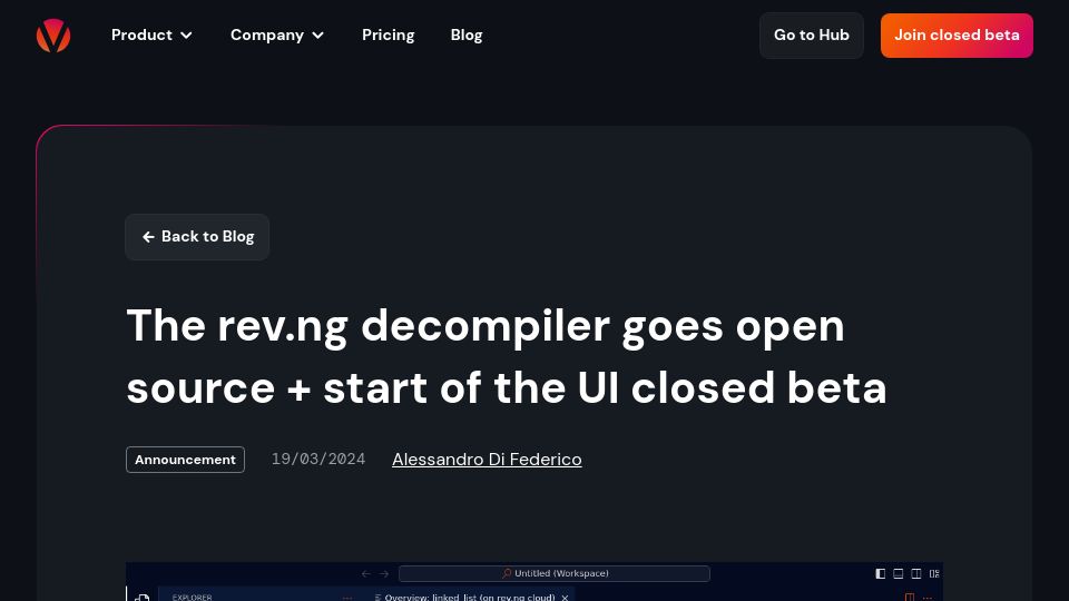 Screenshot of rev.ng: The rev.ng decompiler goes open source