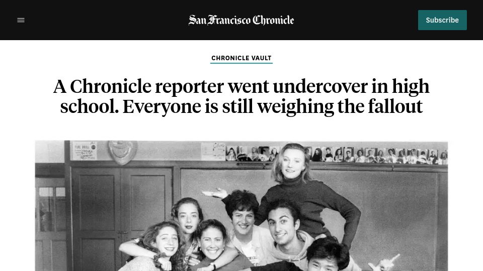 Screenshot of sfchronicle.com: A Chronicle reporter went undercover in high school