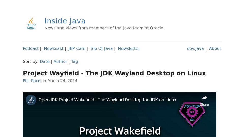 Screenshot of inside.java: Project Wayfield – The JDK Wayland Desktop on Linux [video]