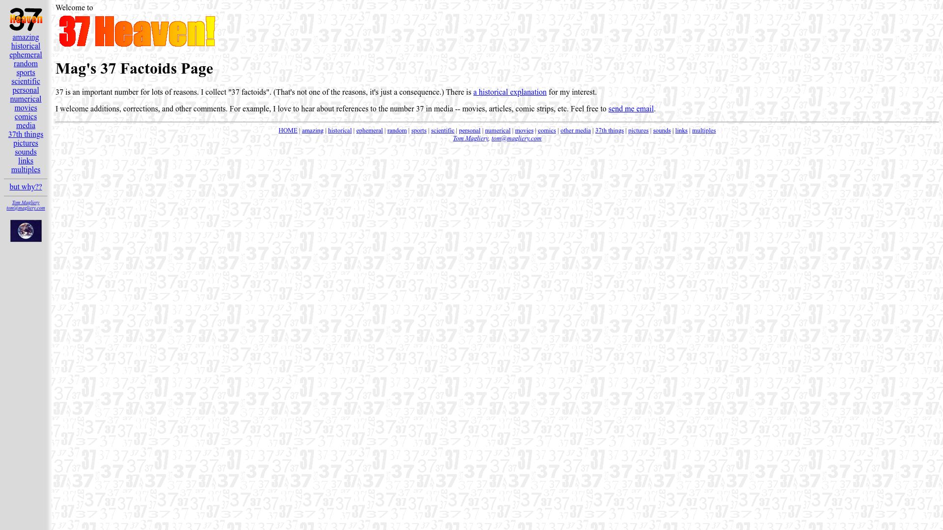 Screenshot of thirty-seven.org: Thirty Seven
