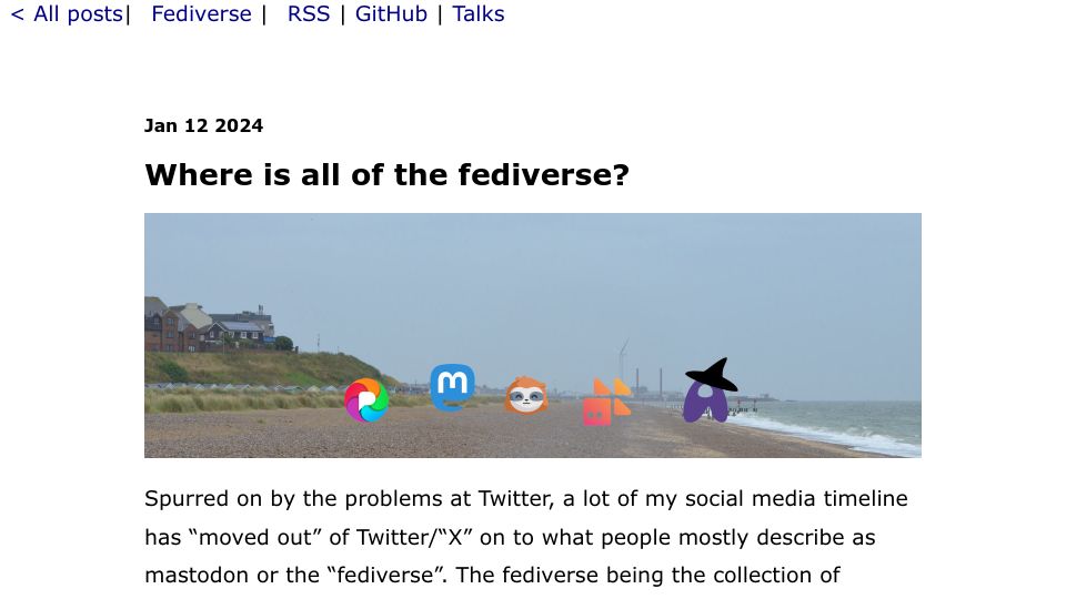 Screenshot of blog.benjojo.co.uk: Where is all of the Fediverse?