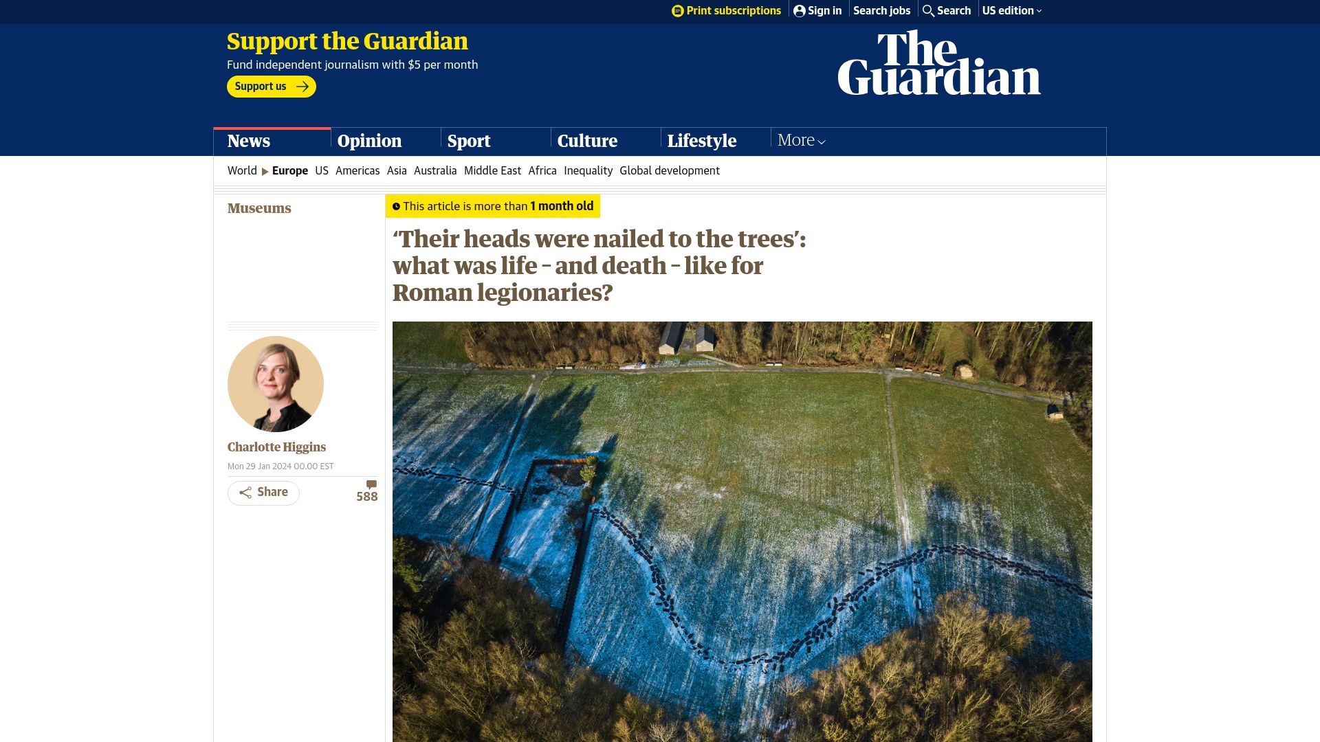 Screenshot of theguardian.com: What was life – and death – like for Roman legionaries?
