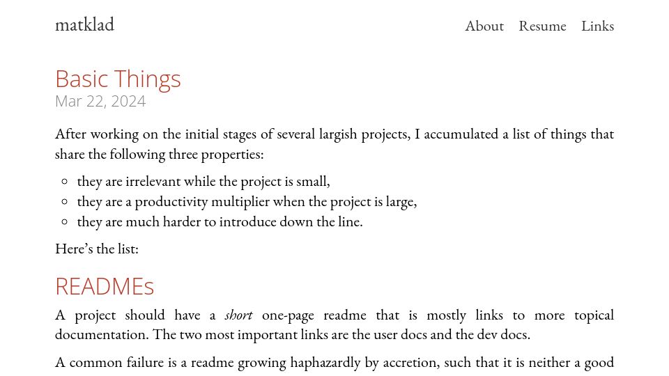 Screenshot of matklad.github.io: Basic Things