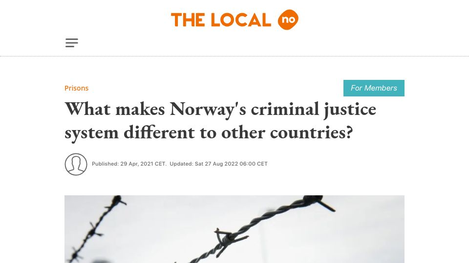 Screenshot of thelocal.no: What makes Norway's criminal justice system different to other countries?