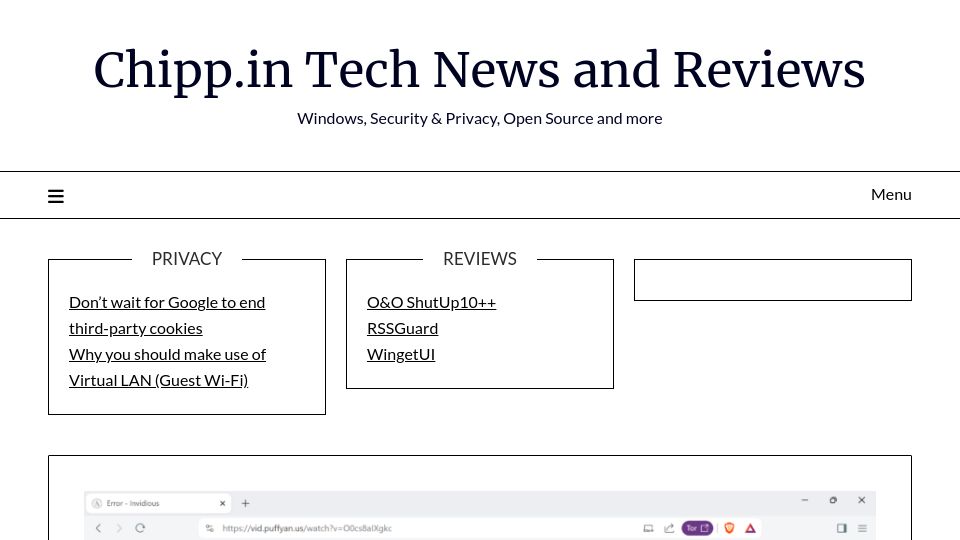 Screenshot of chipp.in: YouTube: Google has found a way to break Invidious