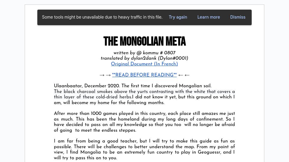 Screenshot of docs.google.com: The Mongolian Meta