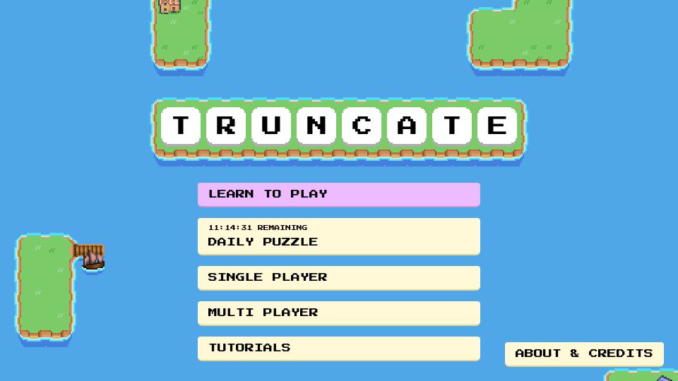 Screenshot of truncate.town: Show HN: Truncate, a word-based strategy game