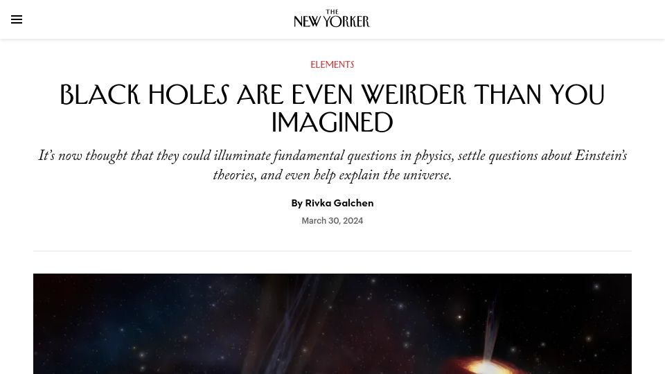Screenshot of newyorker.com: Black Holes Are Even Weirder Than You Imagined