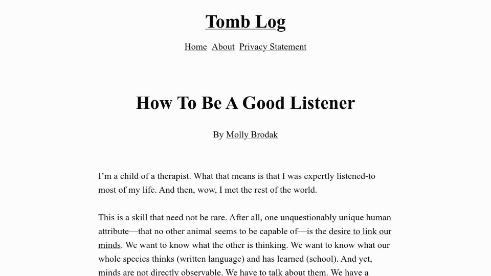 Screenshot of tomblog.rip: How to be a good listener
