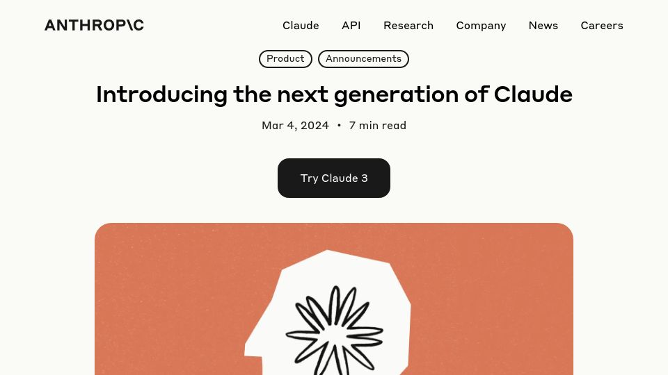 Screenshot of anthropic.com: Claude 3 model family