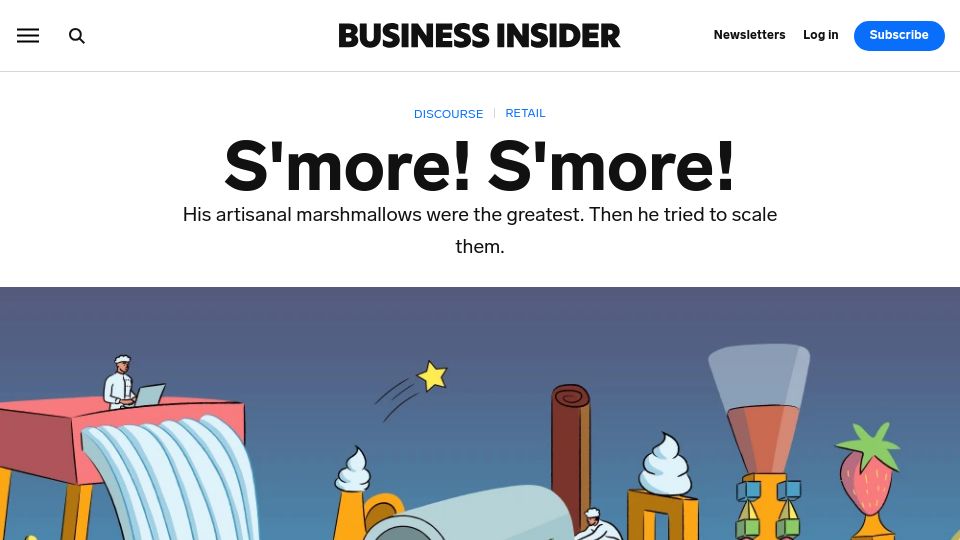 Screenshot of businessinsider.com: Smashmallow, Silicon Valley's Failed Marshmallow Startup