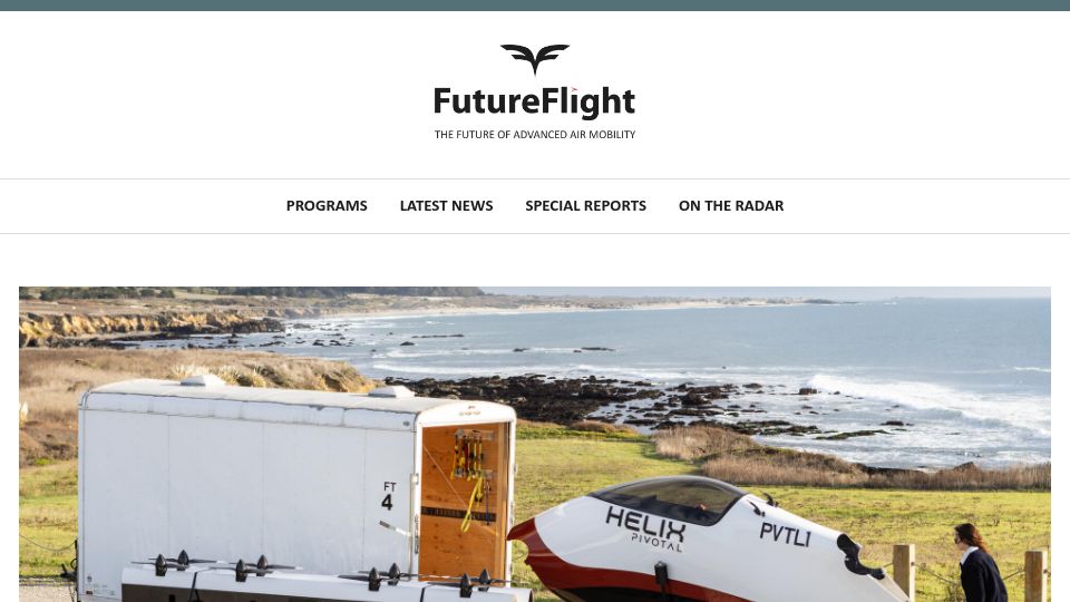 Screenshot of futureflight.aero: U.S. Air Force Evaluating Pivotal's Blackfly Ultralight EVTOL Aircraft