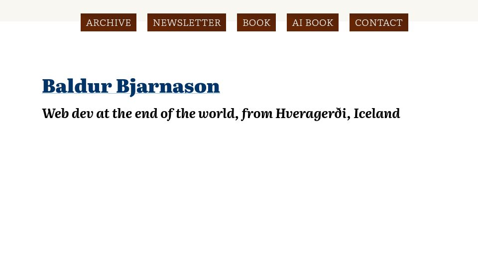 Screenshot of baldurbjarnason.com: Facing reality about the EU is a core requirement for good management