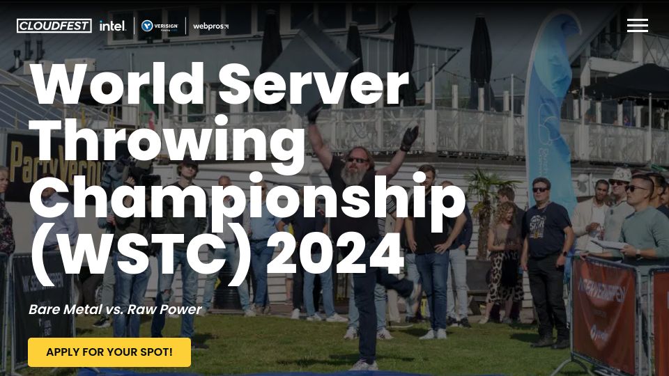 Screenshot of cloudfest.com: World Server Throwing Championship