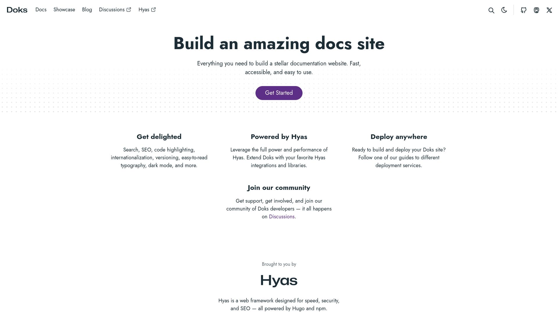 Screenshot of getdoks.org: Doks – Build a Docs Site