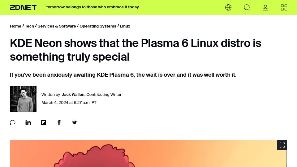 Screenshot of zdnet.com: KDE Neon shows that the Plasma 6 Linux distro is something special