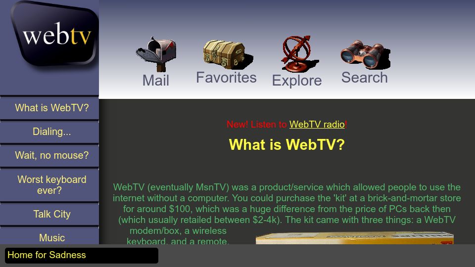 Screenshot of goblin-heart.net: What Is WebTV?