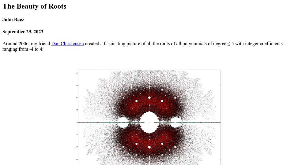 Screenshot of math.ucr.edu: The Beauty of Roots (2023)