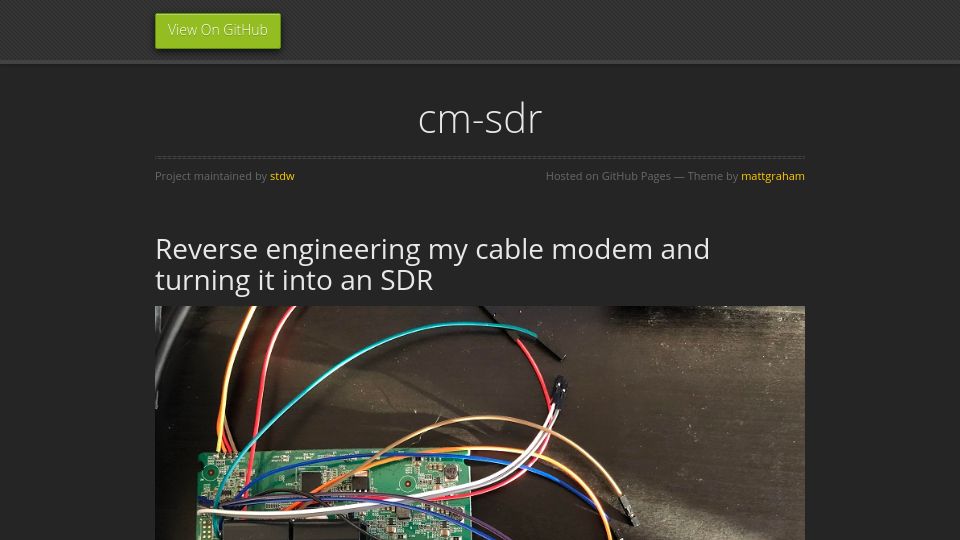 Screenshot of stdw.github.io: Reverse engineering a cable modem and turning it into an SDR