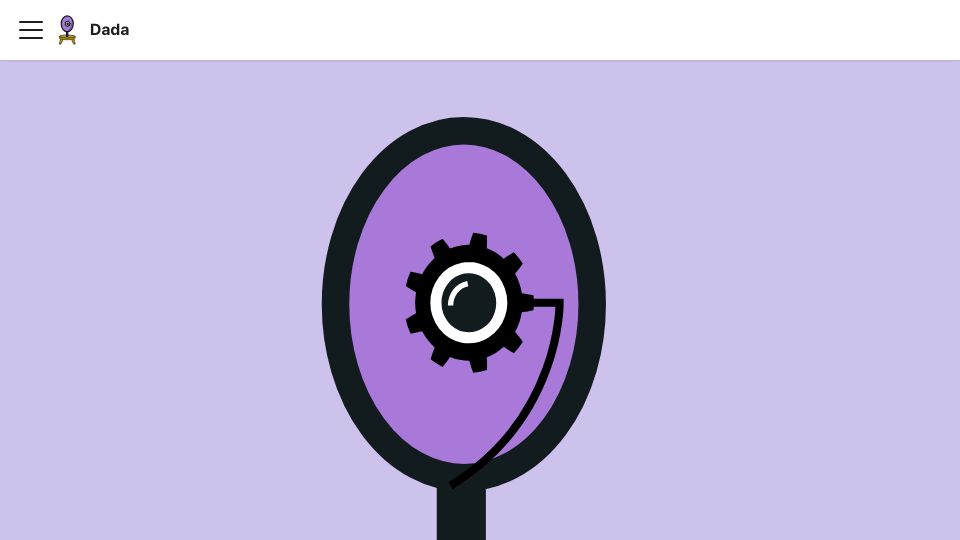 Screenshot of dada-lang.org: Dada, an experimental new programming language