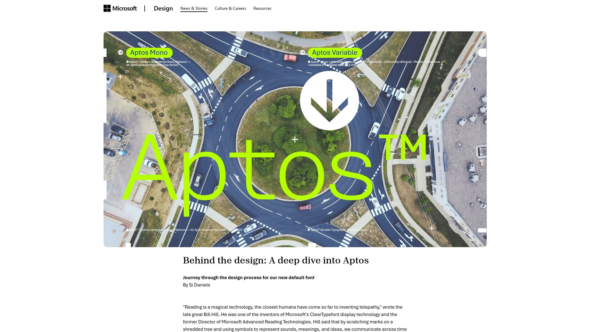 Screenshot of microsoft.design: Behind the design: A deep dive into Aptos
