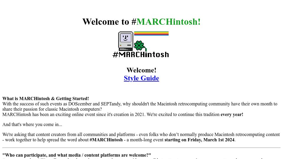 Screenshot of marchintosh.com: Welcome to MARCHintosh