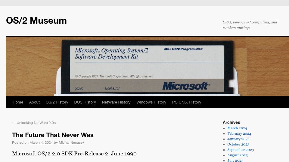 Screenshot of os2museum.com: The Future That Never Was