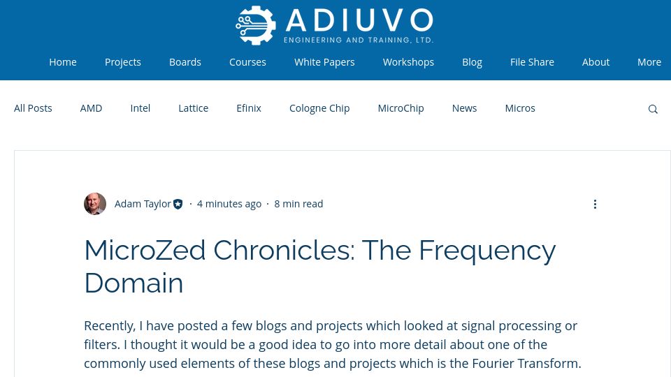 Screenshot of adiuvoengineering.com: Understanding DFT and FFT