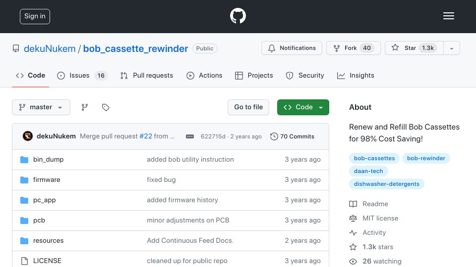 Screenshot of github.com: Bob_cassette_rewinder