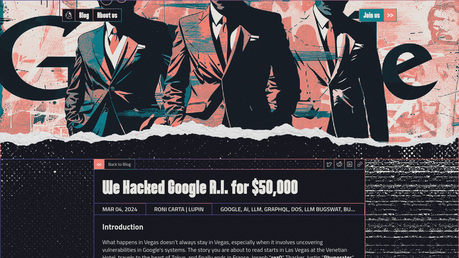 Screenshot of landh.tech: We hacked Google A.I.