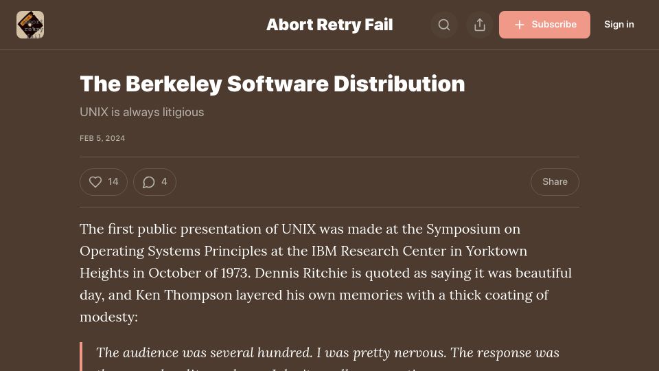 Screenshot of abortretry.fail: The Berkeley Software Distribution