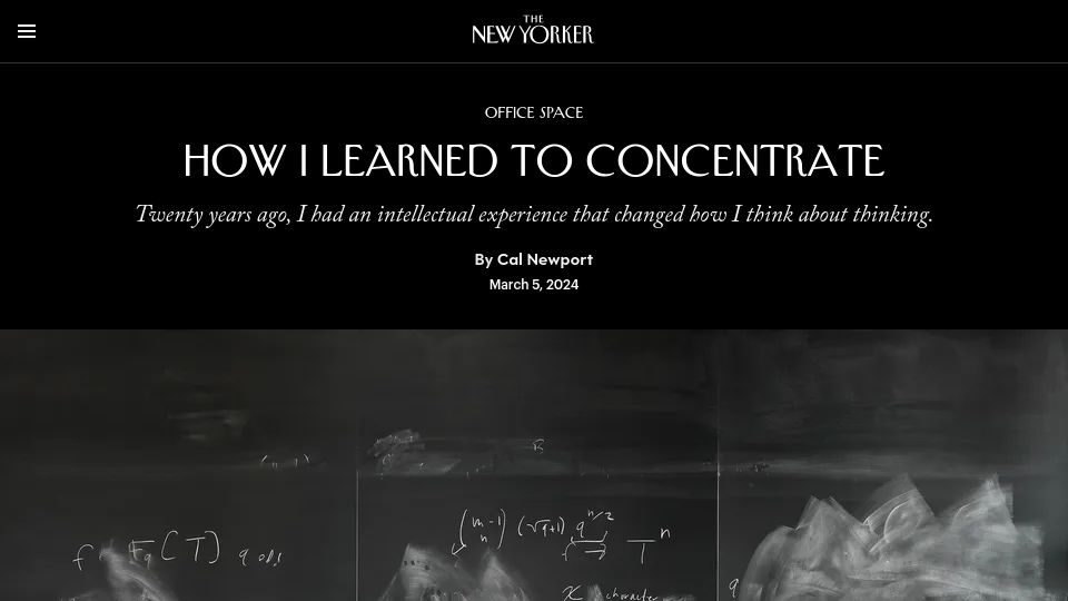 Screenshot of newyorker.com: How I Learned to Concentrate