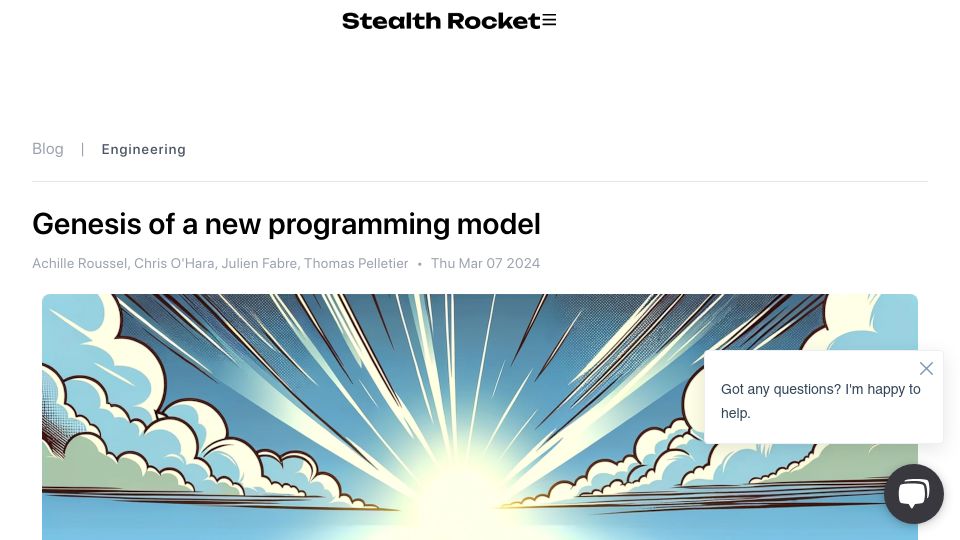 Screenshot of stealthrocket.tech: Genesis of a New Programming Model