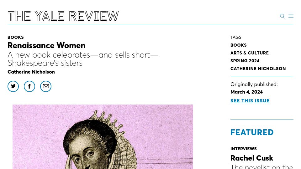 Screenshot of yalereview.org: Renaissance Women