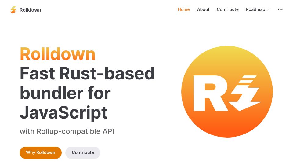 Screenshot of rolldown.rs: Rolldown: Rollup compatible bundler written in Rust