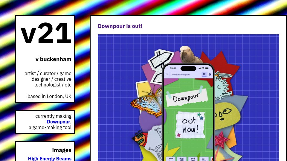 Screenshot of v21.io: Downpour is the game creation tool I have been working on for the past few years