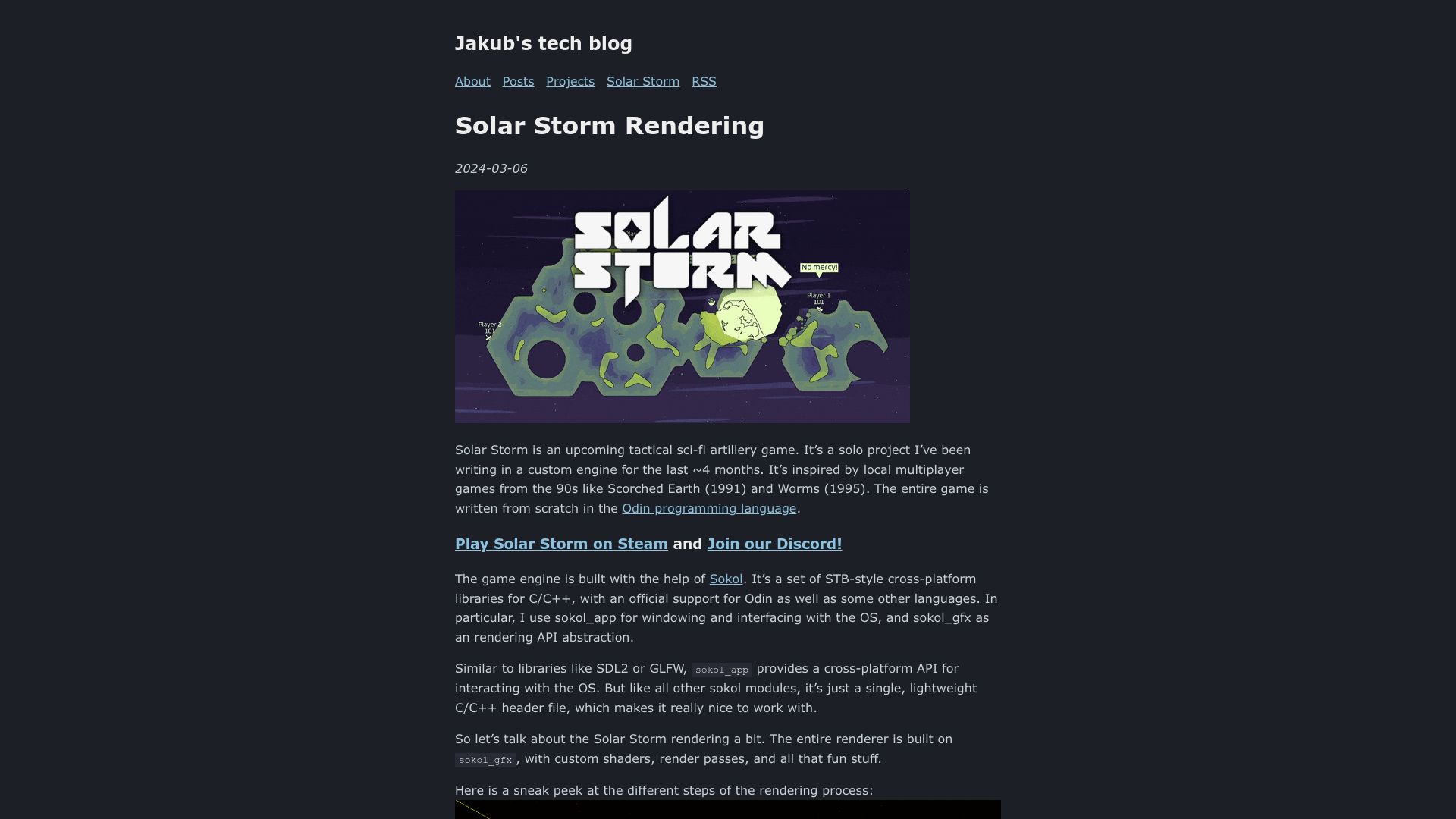 Screenshot of jakubtomsu.github.io: Solar Storm Rendering