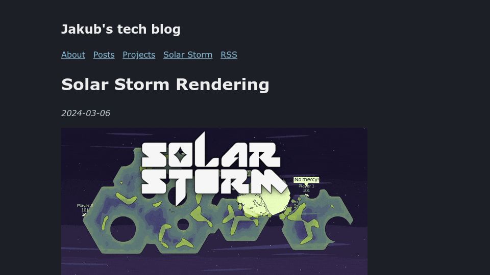 Screenshot of jakubtomsu.github.io: Solar Storm Rendering