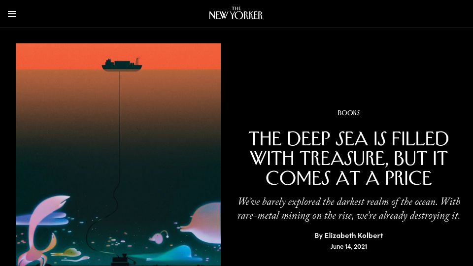 Screenshot of newyorker.com: The deep sea is filled with treasure, but it comes at a price