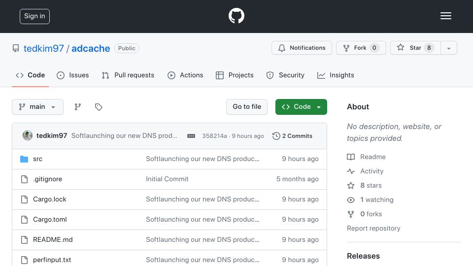 Screenshot of github.com: Show HN: DN$ – an innovative, ad-supported DNS resolver