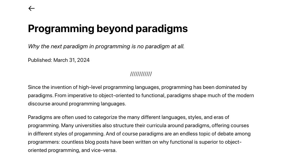 Screenshot of micahcantor.com: Programming Beyond Paradigms