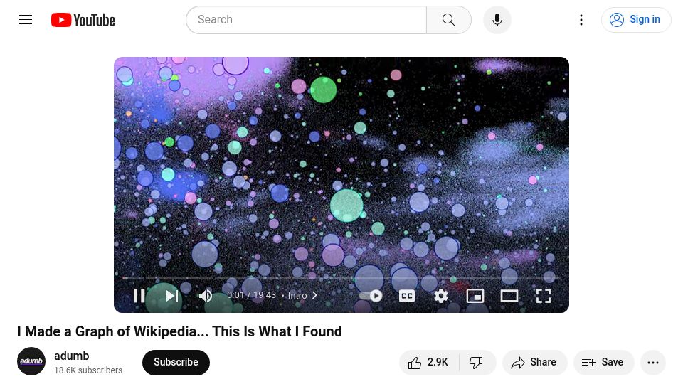 Screenshot of youtube.com: The Graph of Wikipedia [video]